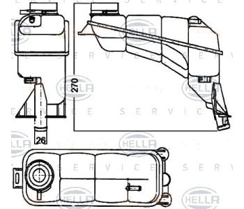 Разширителен съд, охладителна течност HELLA 8MA 376 755-121 за MERCEDES E (S210) комби от 1996 до 2003