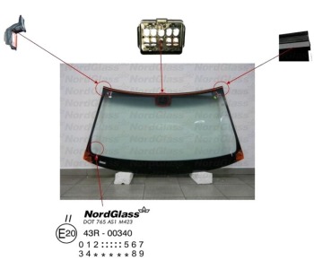 Челно стъкло NordGlass за MERCEDES E (W211) седан от 2002 до 2009