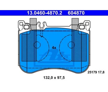 Комплект спирачни накладки ATE за MERCEDES S (W222, V222, X222) от 2013
