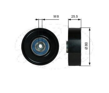 Паразитна/ водеща ролка, пистов ремък GATES T38089 за MERCEDES (W124) седан от 1984 до 1992
