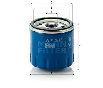 Маслен филтър MANN-FILTER W 712/16 за FIAT PANDA (169) ван от 2004 до 2012