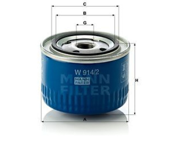 Маслен филтър MANN-FILTER W 914/2 за LADA 112 (2112) от 1995 до 2011