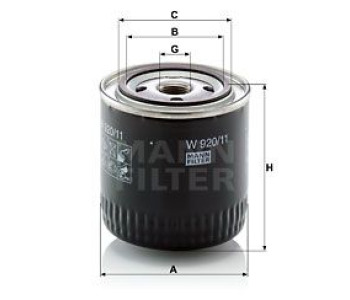 Маслен филтър MANN-FILTER W 920/11 за HONDA CIVIC VI (MB, MC) комби от 1998 до 2001