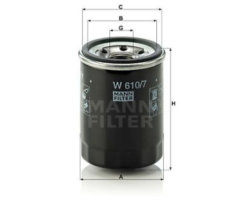 Маслен филтър MANN-FILTER W 610/7 за HYUNDAI i10 (PA) от 2007 до 2013