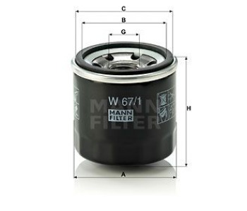 Маслен филтър MANN-FILTER W 67/1 за SUBARU IMPREZA III (GR, GH, G3) хечбек от 2007 до 2014