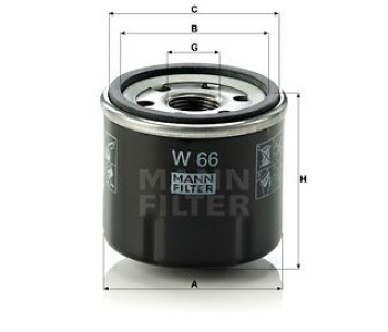 Маслен филтър MANN-FILTER W 66 за DACIA LOGAN II седан от 2012 до 2020