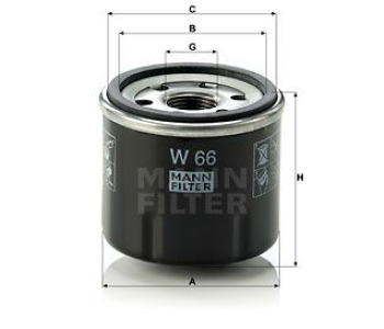 Маслен филтър MANN-FILTER W 66 за RENAULT THALIA/SYMBOL I (LB0/1/2_) от 1998 до 2008