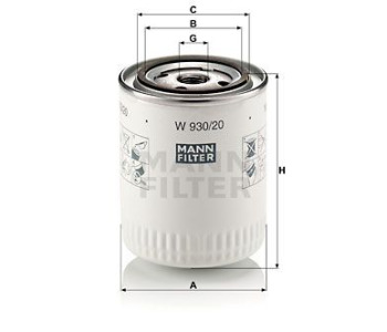 Маслен филтър MANN-FILTER W 930/20 за LAND ROVER 90 (LDV) от 1984 до 1990