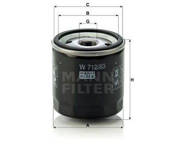Маслен филтър MANN-FILTER W 712/83 за TOYOTA HILUX VI (_N1_) пикап от 1997 до 2006