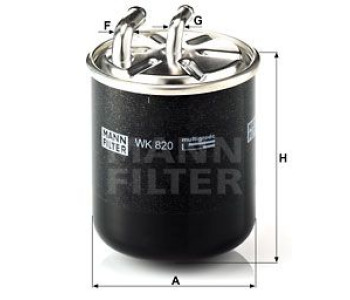 Горивен филтър MANN-FILTER WK 820/16 за MERCEDES SPRINTER NCV3 (W906) 3.5T товарен от 2005 до 2018