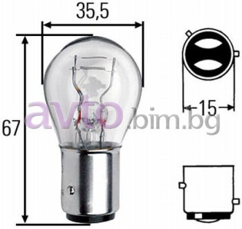 Крушка P21/4W 12V 21/4W BAZ15d - Hella