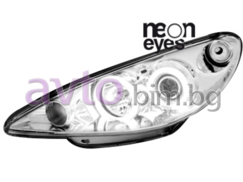 Тунинг фарове Neon eyes CCFL хром с лупа комплект за PEUGEOT 206 товарен от 1999 до 2009