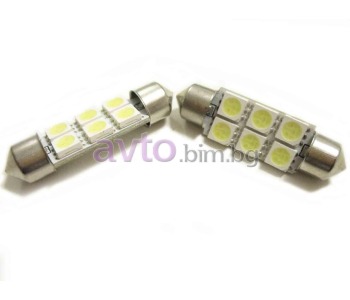 Диодни крушки за плафон к-т бели с 2x3 6 SMD диода SV8.5 3.8см.