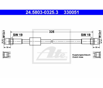 Маркуч за съединителя ATE 24.5803-0325.3 за VOLKSWAGEN TRANSPORTER III пътнически от 1979 до 1992