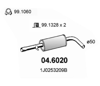 Средно гърне ASSO 04.6020 за VOLKSWAGEN BORA (1J6) комби от 1999 до 2005