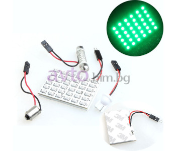 Платка за плафон с 6x6 (36) SMD LED зелена светлина