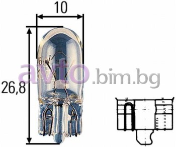 Крушка W5W 12V 5W W2.1x9.5d - Hella