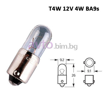 Крушка T4W 12V 4W BA9s - Hella