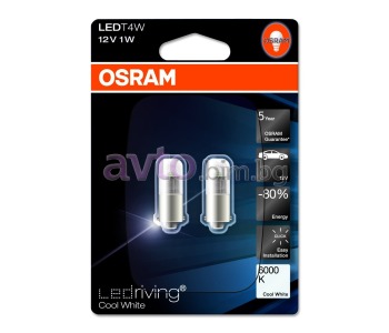 Диодни крушки бели T4W 12V 1W BA9s 6000K LEDriving 2бр. - OSRAM