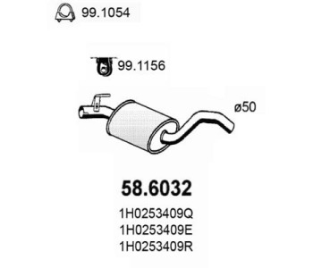Средно гърне ASSO 58.6032 за VOLKSWAGEN GOLF IV (1E7) кабриолет от 1998 до 2002