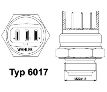 Термошалтер, вентилатор на радиатора BorgWarner (Wahler) 6017.95D за VOLKSWAGEN GOLF II (19E, 1G1) от 1983 до 1992