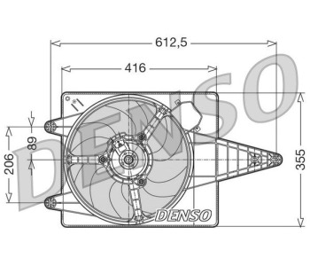 Вентилатор, охлаждане на двигателя DENSO DER02009 за AUDI A4 (8E2, B6) от 2000 до 2004