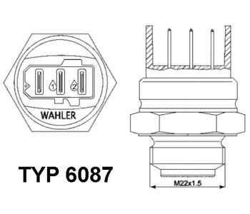 Термошалтер, вентилатор на радиатора BorgWarner (Wahler) 6087.87D за VOLKSWAGEN TRANSPORTER IV (70XD) платформа от 1990 до 2003