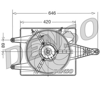 Вентилатор, охлаждане на двигателя DENSO DER05008 за BMW 3 Ser (E90) от 2005 до 2008