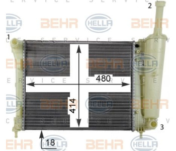Радиатор, охлаждане на двигателя HELLA 8MK 376 791-781 за BMW 1 Ser (F20) от 2010