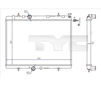 Радиатор, охлаждане на двигателя TYC 726-0020-R за PEUGEOT EXPERT (VF3V_) Tepee пътнически от 2007