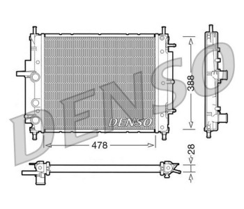 Радиатор, охлаждане на двигателя DENSO DRM09076 за FIAT DUCATO (230) платформа от 1994 до 2002