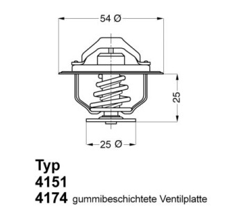 Термостат, охладителна течност BorgWarner (Wahler) 4174.82D за FIAT DUCATO (290) товарен от 1989 до 1994