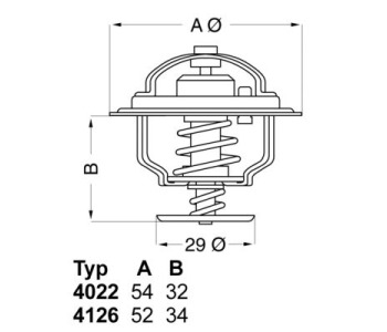 Термостат, охладителна течност BorgWarner (Wahler) 4126.88 за TOYOTA HIACE II (H11, H20, H30, H40) товарен от 1977 до 1983