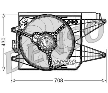 Вентилатор, охлаждане на двигателя DENSO DER09074 за FIAT 500X (334) от 2014