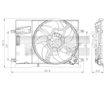 Вентилатор, охлаждане на двигателя TYC 809-0018 за FIAT PUNTO GRANDE EVO (199) от 2008 до 2012