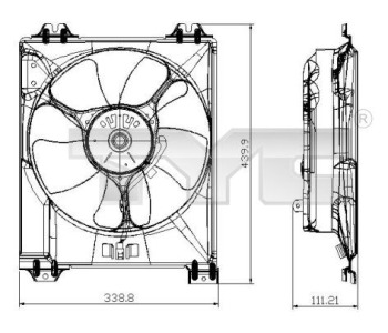 Вентилатор, охлаждане на двигателя TYC 809-0016 за FIAT SEDICI (FY) от 2006 до 2014