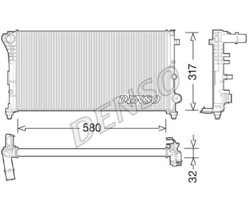 Радиатор, охлаждане на двигателя DENSO DRM09120 за FIAT STILO (192) Multi Wagon от 2003 до 2008