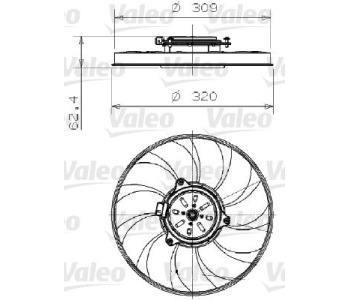 Вентилатор, охлаждане на двигателя VALEO 696002 за SAAB 9-3 (YS3F) кабриолет от 2003 до 2015