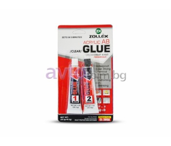 Лепило акрилно двукомпонентно AB GLUE ZOLLEX 20 + 20g