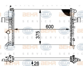 Радиатор, охлаждане на двигателя HELLA 8MK 376 711-201 за MERCEDES C (S202) комби от 1996 до 2001