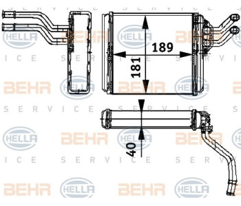 Топлообменник, отопление на вътрешното пространство HELLA 8FH 351 313-571 за MERCEDES SPRINTER NCV3 (W906) 3.5T платформа от 2006 до 2018