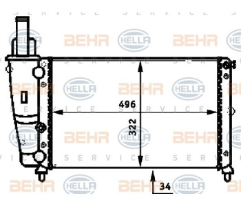 Радиатор, охлаждане на двигателя HELLA 8MK 376 714-321 за MERCEDES VITO (W638) товарен от 1996 до 2003