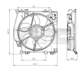 Вентилатор, охлаждане на двигателя TYC 828-0001 за RENAULT TWINGO II (CN0_) от 2007 до 2014