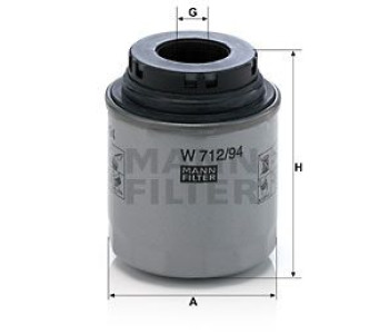 Маслен филтър MANN-FILTER W 712/94 за VOLKSWAGEN JETTA VI (162, 163) от 2010 до 2018
