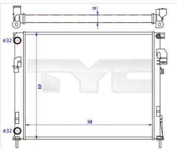 Радиатор, охлаждане на двигателя TYC 725-0043-R за NISSAN PRIMASTAR (X83) товарен от 2002 до 2013