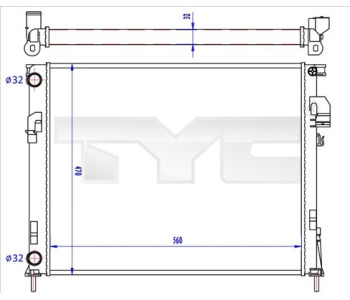 Радиатор, охлаждане на двигателя TYC 725-0043-R за OPEL VIVARO A (F7) товарен от 2001 до 2014