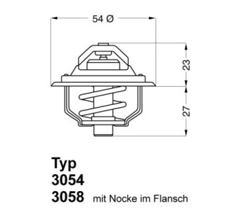 Термостат, охладителна течност BorgWarner (Wahler) 3054.87D50 за OPEL ASCONA A от 1970 до 1975