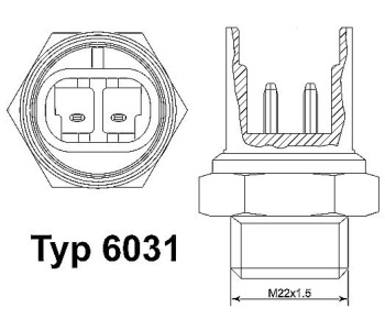 Термошалтер, вентилатор на радиатора BorgWarner (Wahler) 6031.100D за OPEL CORSA A (S83) хечбек от 1982 до 1991