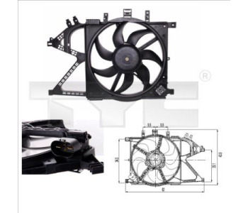 Вентилатор, охлаждане на двигателя TYC 825-0007 за OPEL COMBO C товарен от 2001 до 2011