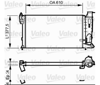 Радиатор, охлаждане на двигателя VALEO 731176 за PEUGEOT 106 I (1A, 1C) от 1991 до 1996